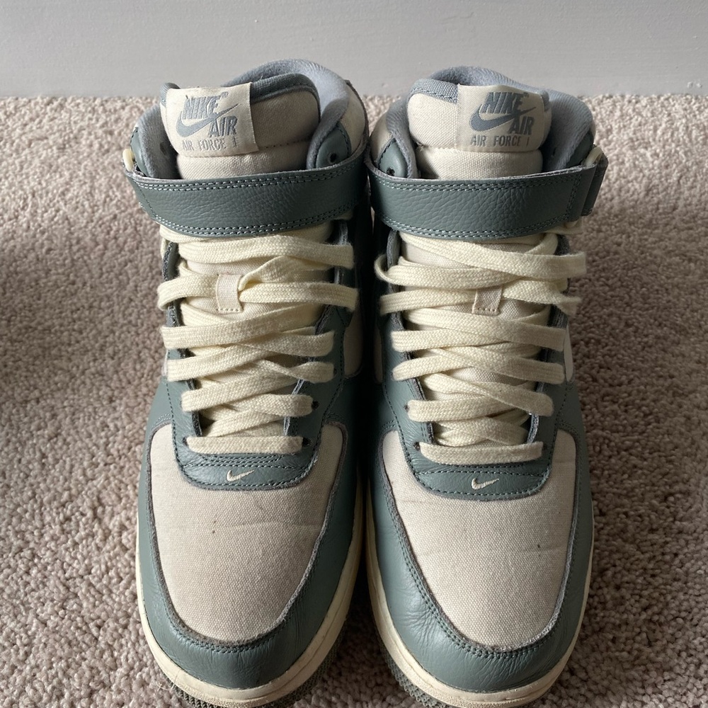 Nike Kids Air Force 1 High Top Sneakers - Green and Cream